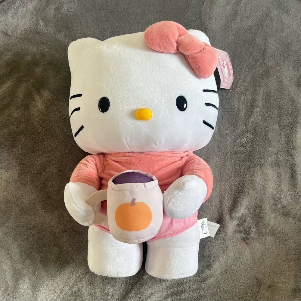 Hello Kitty Fall Harvest Greeter with pumpkin spice coffee mug NWT